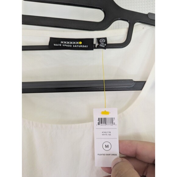 Kate Spade Saturday White Cotton Pleated Dress Short Sleeve Knee Medium (M13) - Picture 2 of 8